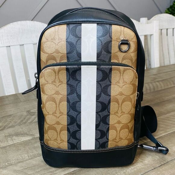 Coach Graham Pack In Blocked Signature Canvas With Varsity Stripe - Picture 15 of 15